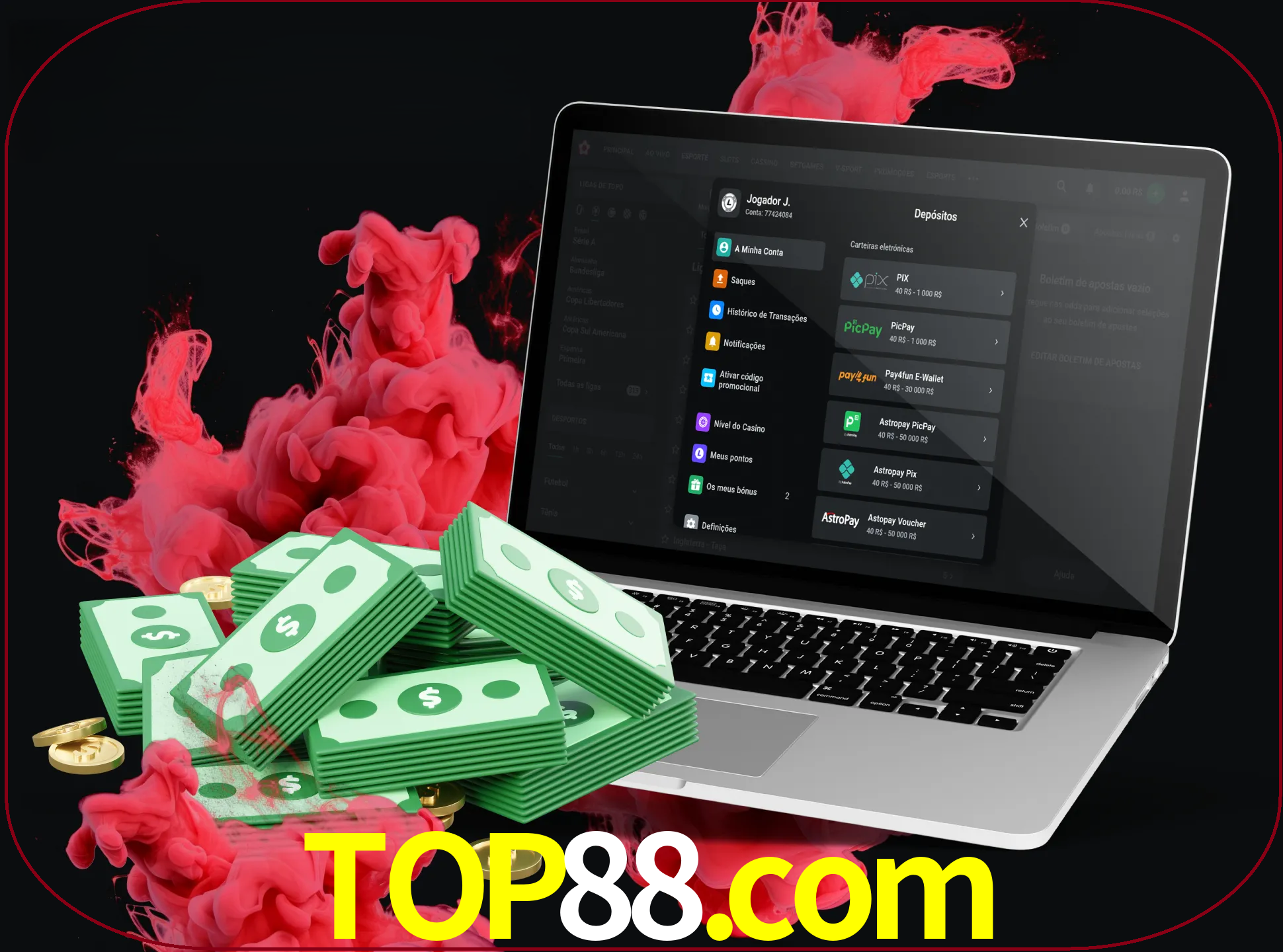 Para efetuar um depósito na sua conta top88, basta escolher o método de depósito e especificar o montante.
