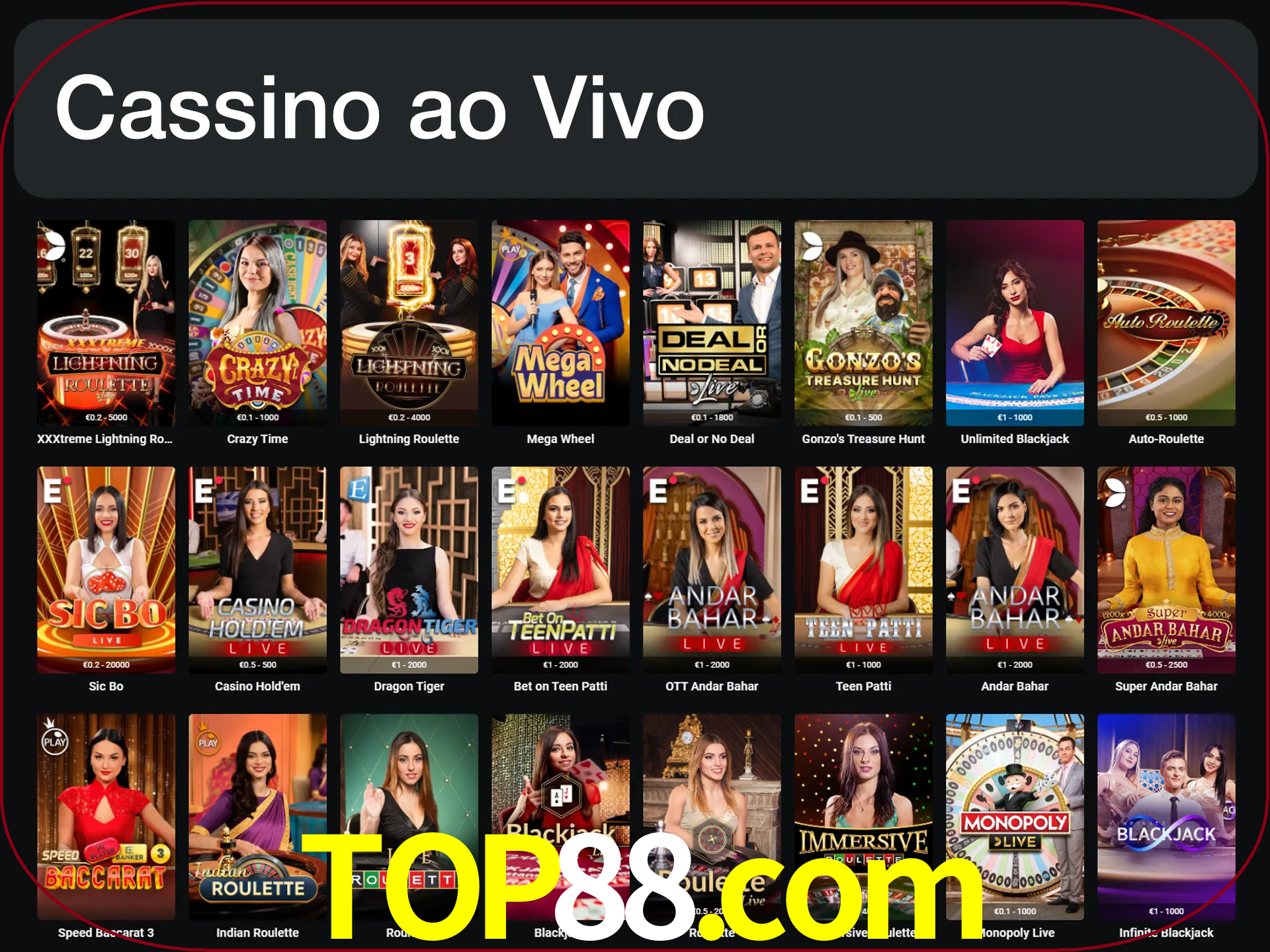 Jogue jogos de cassino com um verdadeiro dealer.