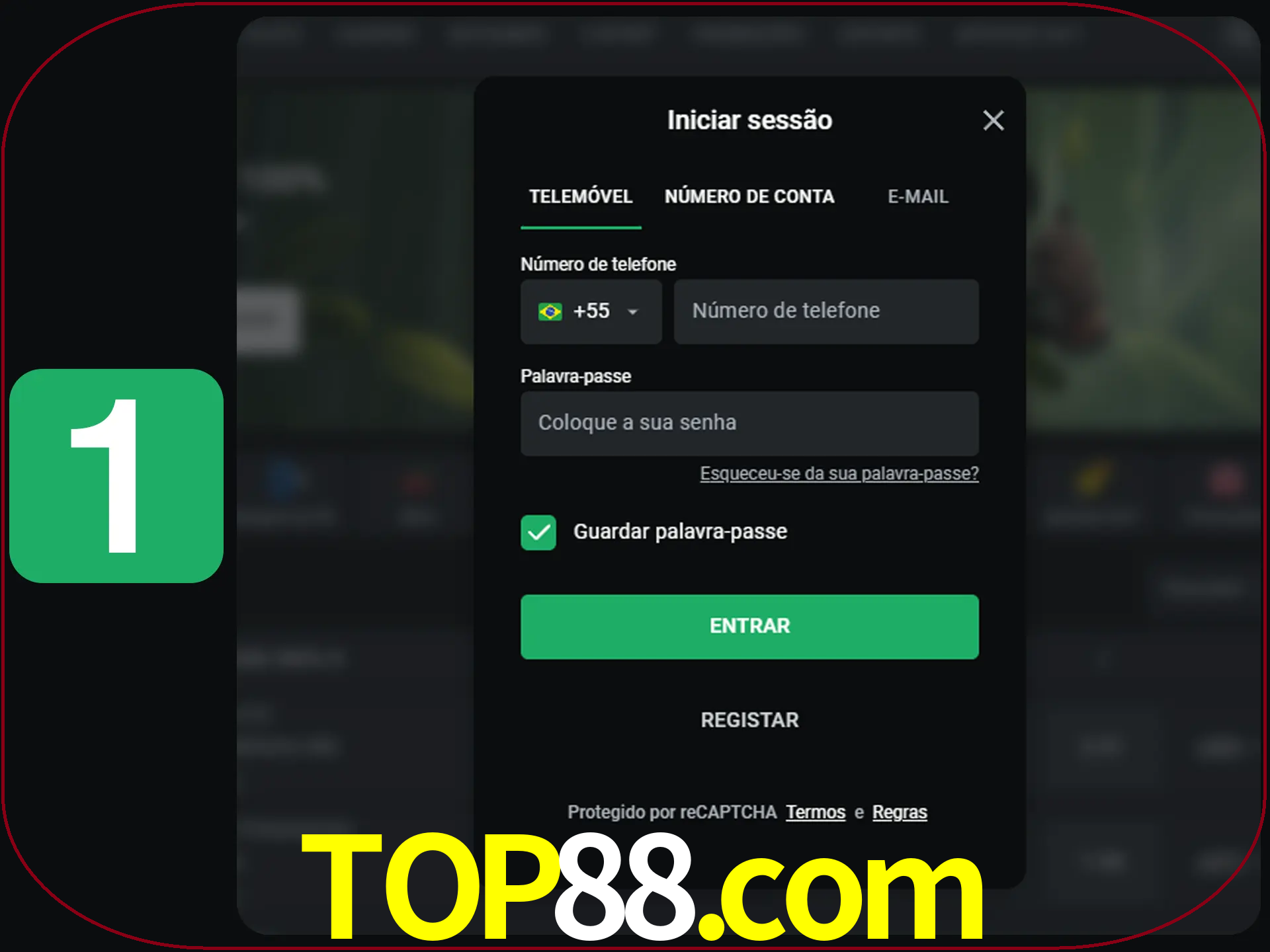 Clique no botão Entrar.